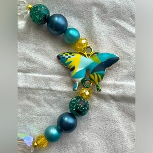 New handmade butterfly bracelet with new & vintage beads.